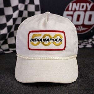 Vintage Indianapolis 500 Hat White Rope Cap Gold Embroidered Indy Racing Collect